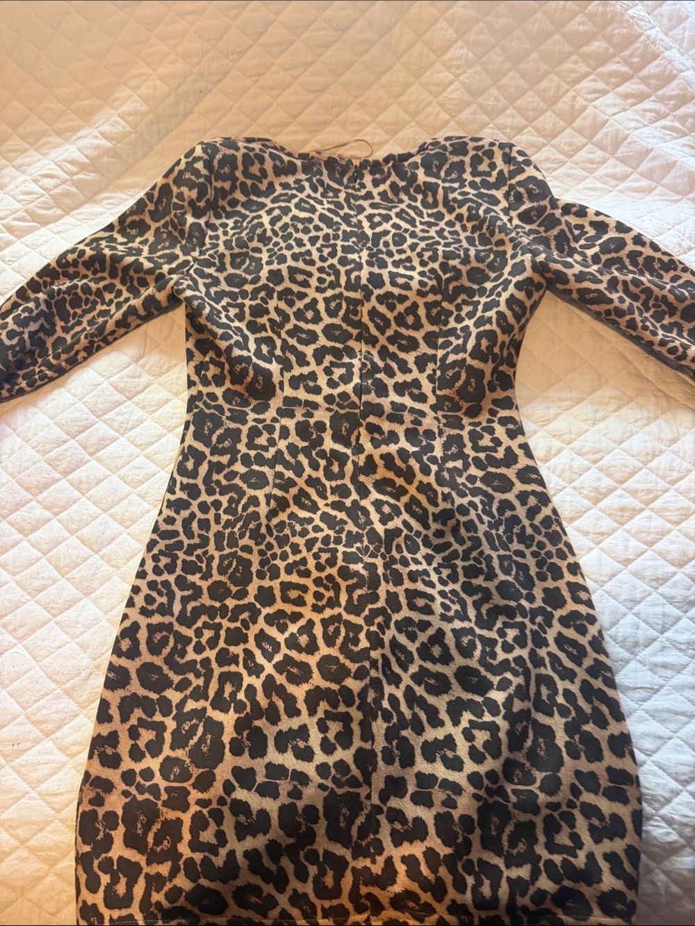 Zara Leopard Print Brown and Black Bodycon Dress pleaded sleeves